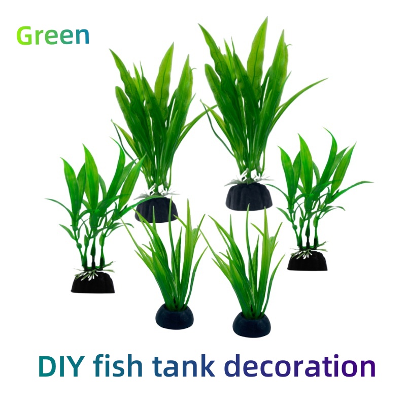 Aquarium Plants Live - 6 ชิ้นแพ็คพืชพิพิธภัณฑ์สัตว์น้ํา, ตกแต่งถังปลาสีเขียวตกแต่งถังปลาเทียมสําหรับครัวเรือนและสํานักงานพิพิธภัณฑ์สัตว์น้ํา